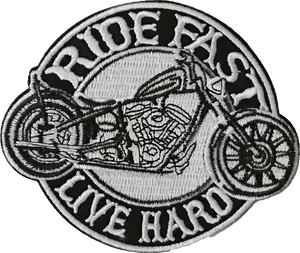 Ride Fast Live Hard Motorcycle Patch PNG Image