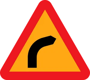 Right Curve Warning Sign PNG Image
