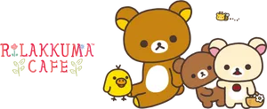 Rilakkuma Cafe Characters Banner PNG Image