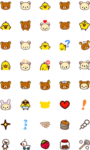 Rilakkuma Emoji Pattern Background PNG Image