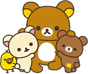 Rilakkumaand Friends Cartoon PNG Image