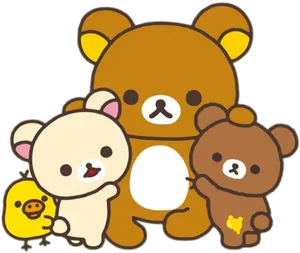 Rilakkumaand Friends Cartoon PNG Image