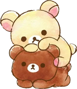 Rilakkumaand Korilakkuma Cuddling PNG Image