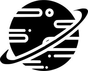 Ringed Planet Outline Graphic PNG Image