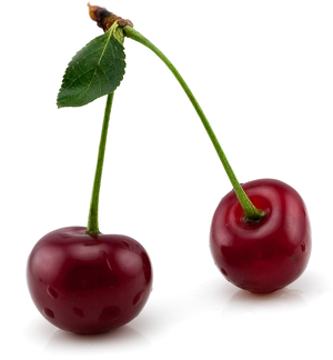 Ripe Cherrieswith Stemand Leaf PNG Image