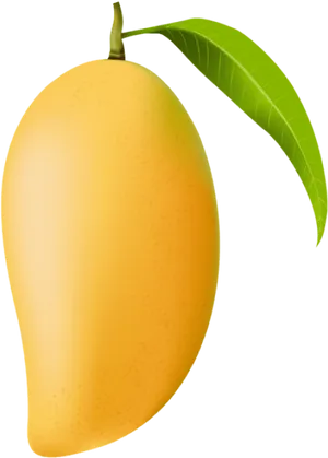 Ripe Mango With Leaf PNG Image