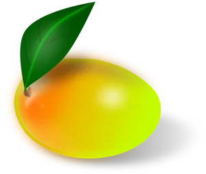 Ripe Mango With Leaf PNG Image