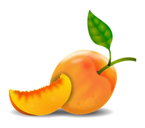 Ripe Peach With Slice Illustration PNG Image