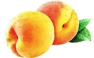 Ripe Peacheswith Leaf PNG