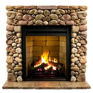 River Rock Fireplace Surround Png Rwq PNG Image