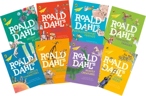 Roald Dahl Book Covers Collection PNG Image