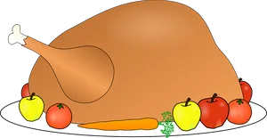 Roast Turkeywith Vegetables Illustration PNG Image