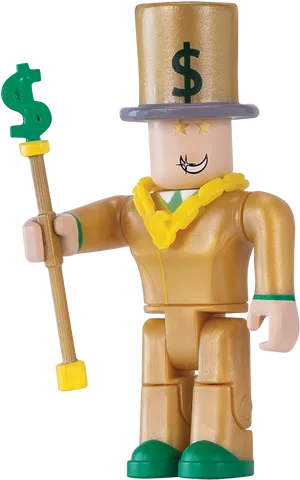 Roblox Golden Figurewith Money Top Hat PNG Image