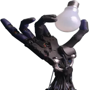 Robot Hand Holding Lightbulb PNG Image