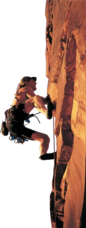 Rock Climber Ascending Cliff PNG Image