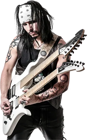 Rock Guitarist Double Neck Guitar PNG Image