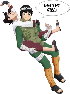 Rock Lee Carrying Tenten Fanart PNG Image