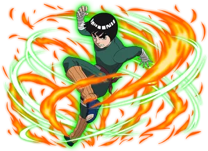 Rock Lee Fire Aura PNG Image