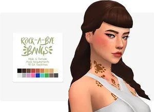 Rocka Bye Bangs Hairstyle Sim Character PNG Image