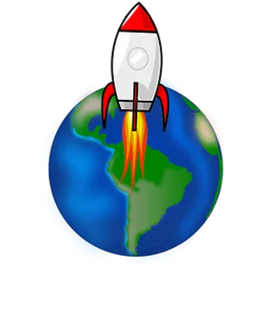 Rocket Launch Over Earth Graphic PNG