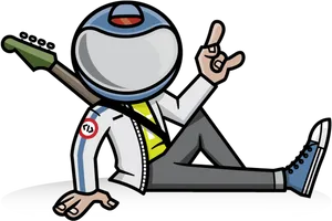 Rocking Spaceman Cartoon Vector PNG Image