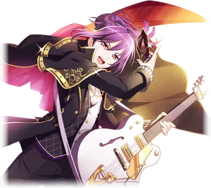 Rockstar Anime Character Playing Guitar PNG Image