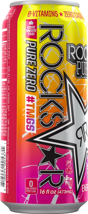 Rockstar Pure Zero Energy Drink Can PNG Image