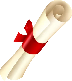 Rolled Diplomawith Red Ribbon PNG Image