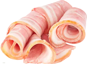 Rolled Slicesof Raw Bacon PNG Image