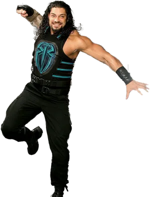 Roman Reigns In Action Pose PNG Image