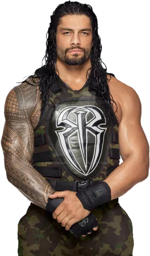 Roman Reigns Wrestler Pose PNG Image