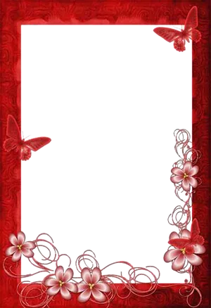 Romantic Butterfly Floral Love Frame PNG Image