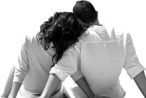 Romantic Couple Embrace Back View PNG Image