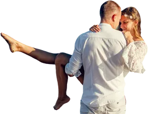 Romantic Couple Lifting Moment PNG Image