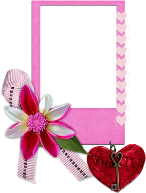 Romantic Floral Love Frame PNG Image