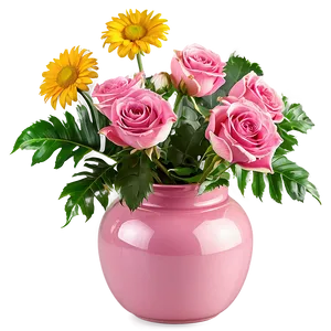 Romantic Flowers In Vase Png Bby PNG Image