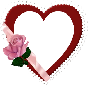 Romantic Heart Framewith Rose.png PNG Image