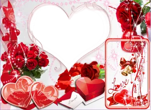 Romantic Heart Photo Frame Template PNG Image