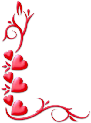 Romantic Hearts Border Design PNG Image