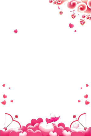 Romantic Hearts Border Design PNG Image