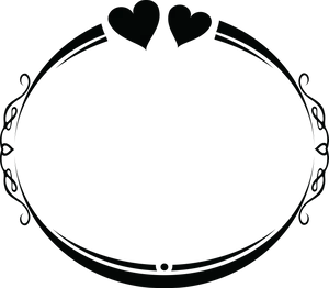 Romantic Hearts Frame Blackand White PNG Image