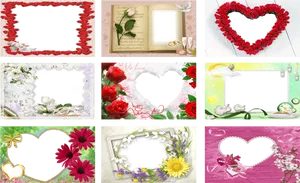 Romantic Love Photo Frames Collection PNG Image