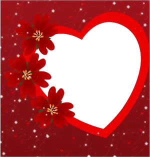 Romantic Red Floral Love Frame PNG Image