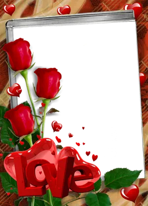 Romantic Roses Love Frame PNG Image