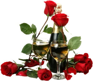 Romantic Rosesand Champagne PNG Image