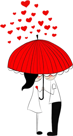 Romantic Umbrella Love Illustration PNG Image