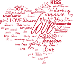 Romantic Word Collage Love Concepts PNG Image