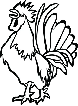 Rooster Outline Vector Illustration PNG Image