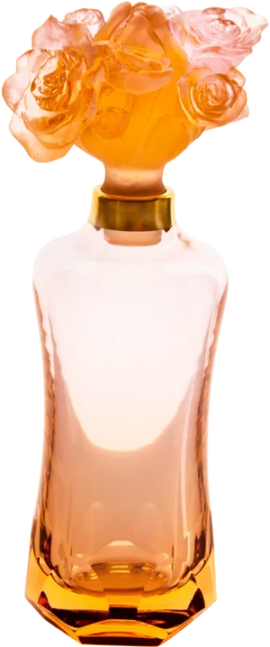 Rose Adorned Perfume Bottle PNG Image