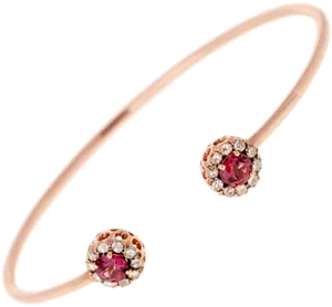 Rose Gold Banglewith Pink Gemstones PNG
